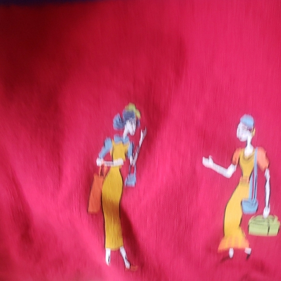 Vintage Rare Dress with Jacket w/Painted Shoppers - Picture 9 of 10